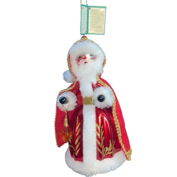 Soffieria De Carlini Santa Claus Italian Glass Christmas Ornament W/Lantern